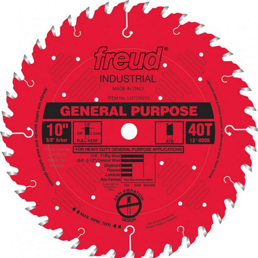 Table Saws * | Best Sale Saw Blade 10In. X 40T Atb Freud Gen.Pur.