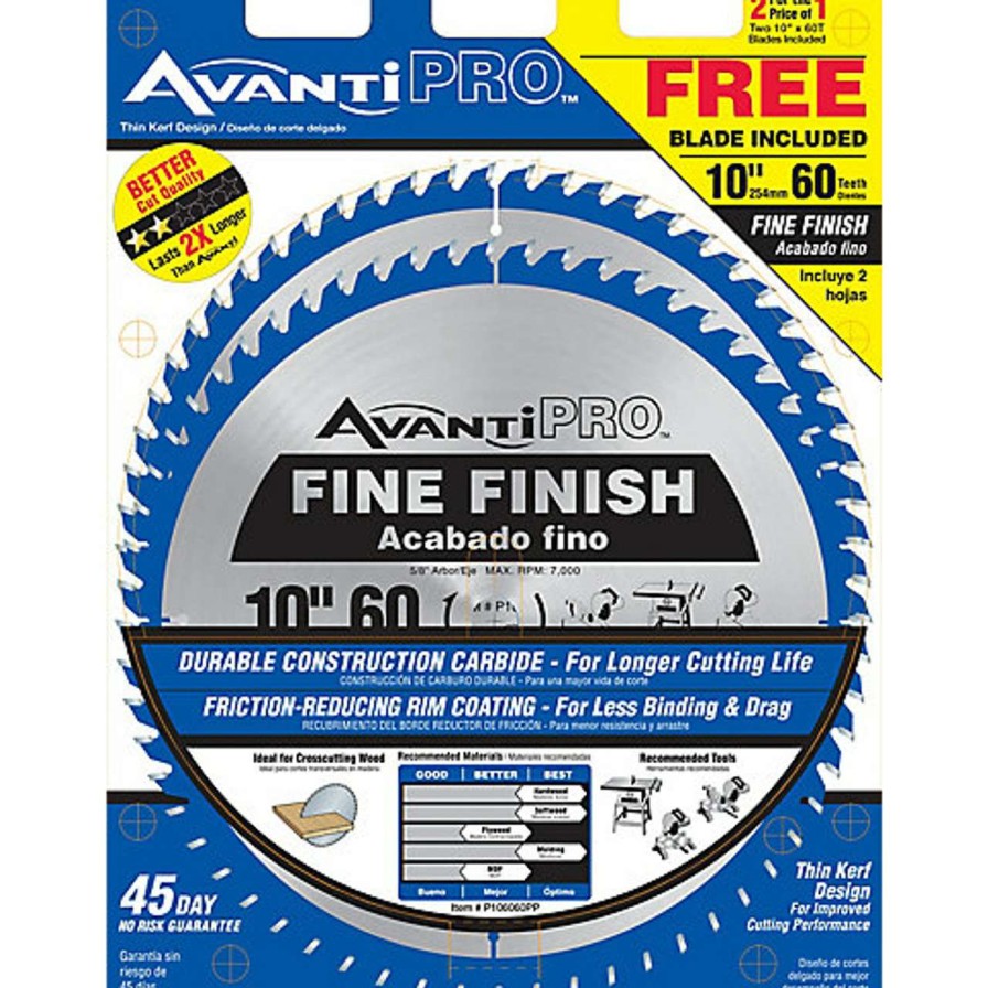 Table Saws * | Best Deal Saw Blade 10In. 60T Fine Finish Avanti 2Pk